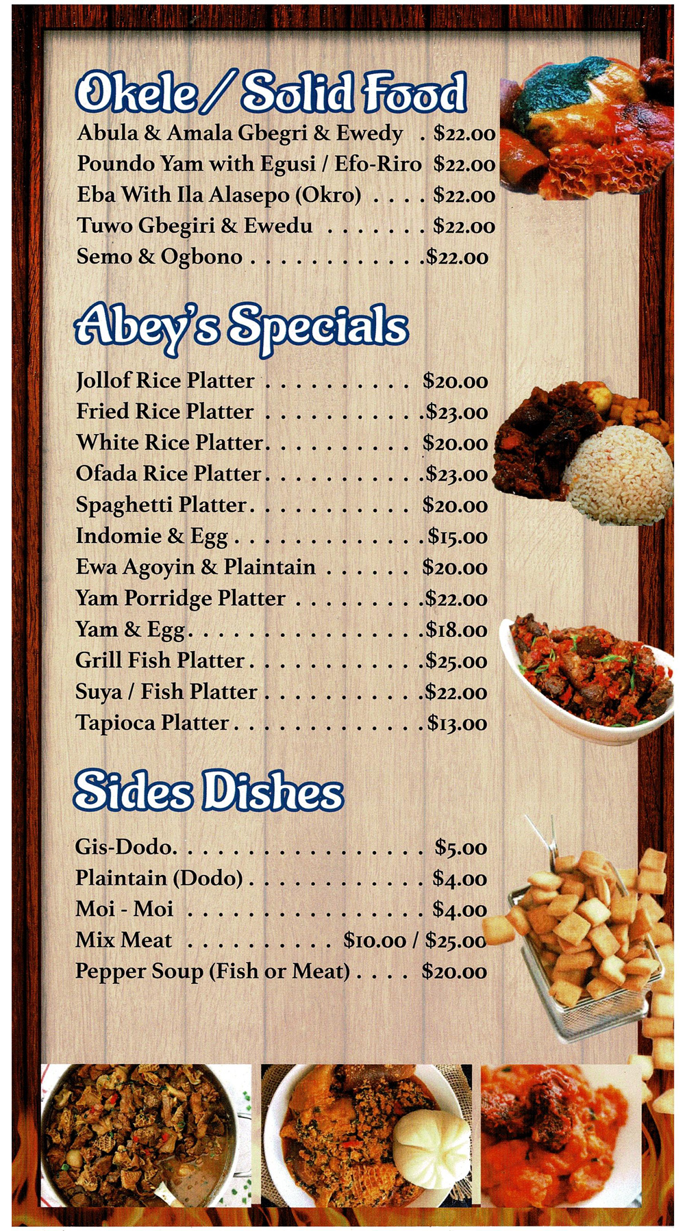 Abey African Food Menu Delicious Mediterranean Restaurant