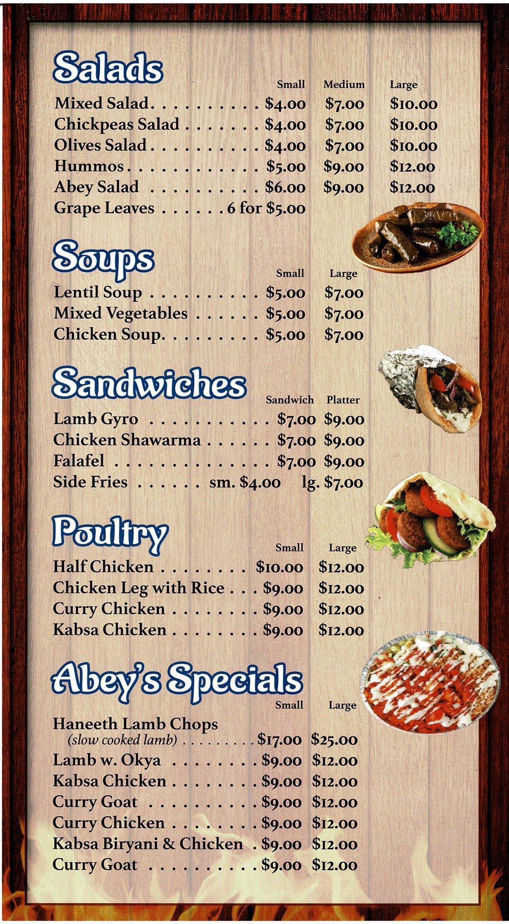 Abey African Food Menu Delicious Mediterranean Restaurant